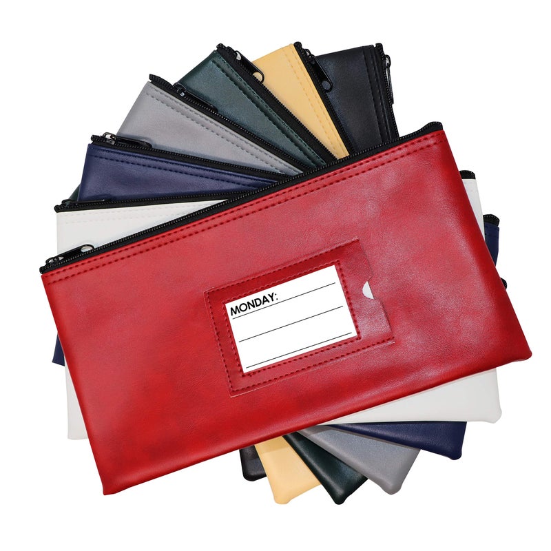 Nadex 7 Days Bank Deposit Cash and Coin Pouches with Zipper Closure, Each Money Bag with Blank Card and Card for Each Day of the Week, Multi-Color - Image 1